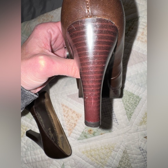 Candie’s Brown Platform Pumps Chunky Heel Size 8.5 Retro Work Heels Vintage - Picture 5 of 7